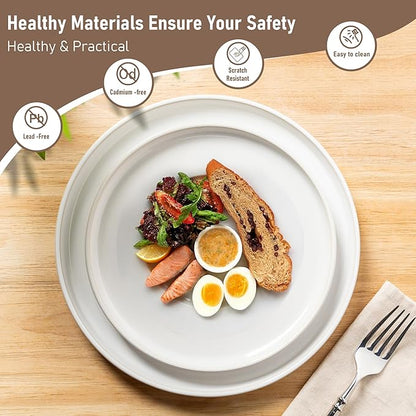 GBHOME Ceramic Dinnerware Sets for 4, 12 Pieces Stoneware Plates and Bowls Sets, Reactive Glaze Dishes -Scratch Resistant, Dishwasher&Microwave Safe-Star White