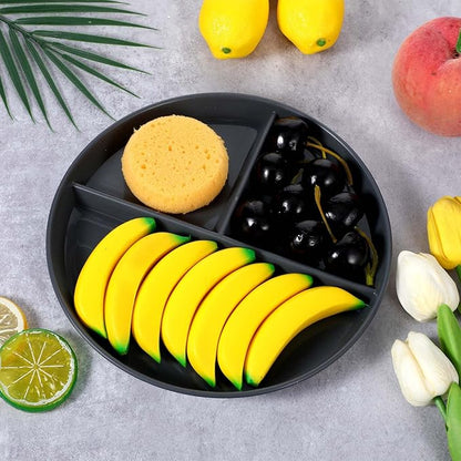 10 Pcs Unbreakable Divided Plates for Kids Adults, 9 Inch Round Portion Control Plate, 3 Compartment Plates with Dividers, Lightweight Reusable Dinnerware Portion Control Plastic, Dishwasher Safe