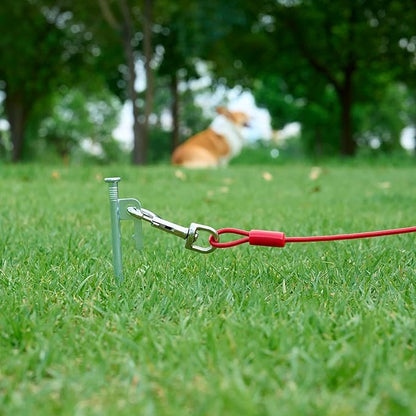 Amazon Basics Tie-Out Cable For Dogs Up to 56.7kg/914.4cm (Pack of 1), Red