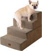 EHEYCIGA Dog Stairs for Bed 18" H, 4-Step Dog Steps for High Bed, Pet Steps for Small Dogs and Cats, Non-Slip Balanced Pet Ramp Indoor, Camel