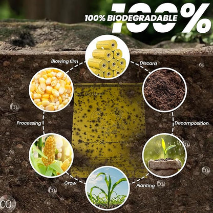 Dog Poop Bags Rolls-600 Counts, 40Rolls, Biodegradable Poop Bags Made of Cornstarch, 100% Leak Proof and Easy to Open (Yellow)