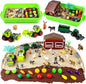 69 PCS Farm Sensory Bin Toys Playset, Sandboxes with Sand, Farmer Tractor & Farm Animals Figures Toys for Kids 3 4 5, Gifts for 6 7 Years Old Boys Girls Toddlers