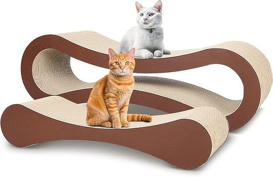 2 in 1 Cat Scratcher Cardboard, Cat Scratching Board Furniture Protector, Cat Scratching Post, Cat Beds for Indoor Cats, Infinity Shape, X-Large