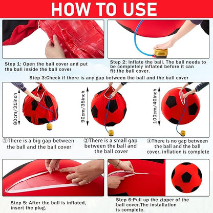 40inch Giant Herding Ball with Ball Cover Anti Burst Please Watch VCR for How to Inflation Horse Toys for Horses Stall Entertainment Play, Pump Included(Red Color,Stylish)