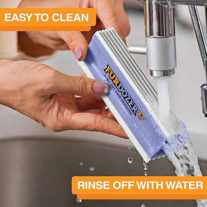 FurDozer X3 PRO Pet Hair Remover & Auto Detailing Tool - Cat & Dog Hair Remover for Carpet, Car Interior, Couch, Bedding, & Furniture - Reusable Pet Hair Removal Tool for Dog Fur & Lint, 5", Purple