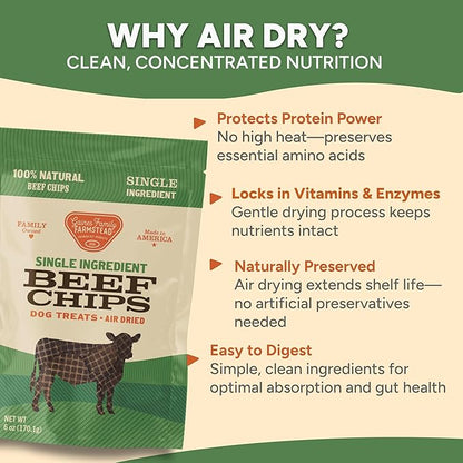 Gaines Family Farmstead Beef Chips for Dogs – 6 oz, Natural Single-Ingredient Dog Treats, High-Protein Rawhide-Free Chews, Healthy Grain-Free Snacks, Made in USA