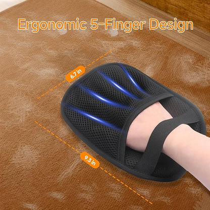 2-in-1 Pet Grooming Glove & Fabric Hair Remover - Reusabie, Silicone Massage Bristles,Static Adhesion for Quiuck Shedding Control,Safe for Dogs & Cats（Big）