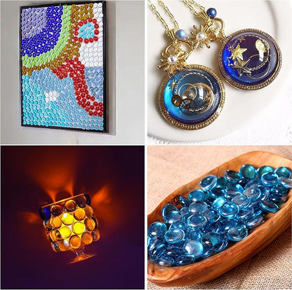 1LB Mix Glass Marbles, Transparent and Smooth Flat Glass Beads for Vases, Mosaic Gem Pebbles for Aquarium Decor, Floral Arrangements, Mancala Stones, Vase Filler and Crafts(Approx. 80-100 PCS)