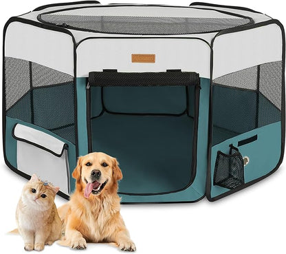 Dog Playpen, Portable Pet Play Pen for Cat, Puppies, Rabbits, Chickens, Foldable Large-Capacity Pet Tent for Indoor/Outdoor Travel Camping Blue