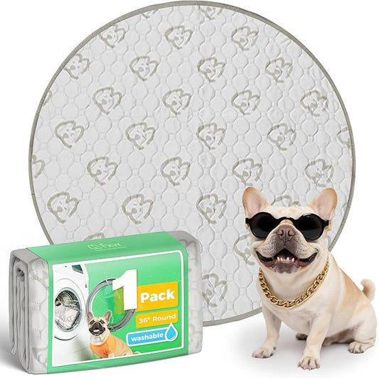 FXW Washable Pee Pads for Dogs, Puppy Pads with Super Absorbent, Specifically Designed for Whelping Box, 36" Round, Khaki, 1 Pack