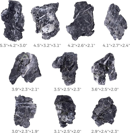 2-4 Inches Natural Seiryu Stone 10 PCS Aquarium Rocks for Aquascaping, Aquarium Landscaping, Terrariums, Fish Tank Decoration, Vivariums, Paludarium, Reptile and Amphibian Enclosures