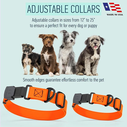 Dogline Biothane Waterproof Dog Collar with Herm Sprenger Stainless Steel Quick Release Buckle – Heavy Duty Tactical Durable Collar for Dogs – Comfortable and Safe Pet Collar, W 1" L 15-25", Orange