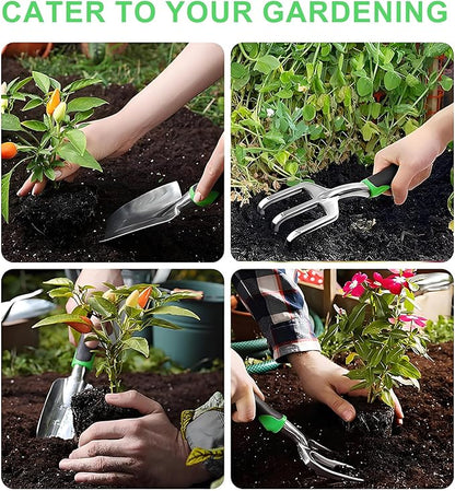 8-Piece Heavy-Duty Gardening Tools with Ergonomic Handles and Storage Bags Make A Wonderful Gift for Parents