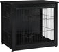 DWANTON Dog Crate Furniture with Cushion, Wooden Kennel Table with Double Doors, Indoor Dog House, Small/Medium/Large Size, 27.2" L, Black