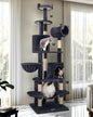 Globlazer Artistic Curved Cat Tower for Small Cats (Under 12 lbs), 81-inch Slim Design Cat Tree with Space-Saving Design, Indoor Cat Condo with Hammock & Tunnel, C81, Dark Gray, Non-Large Cats