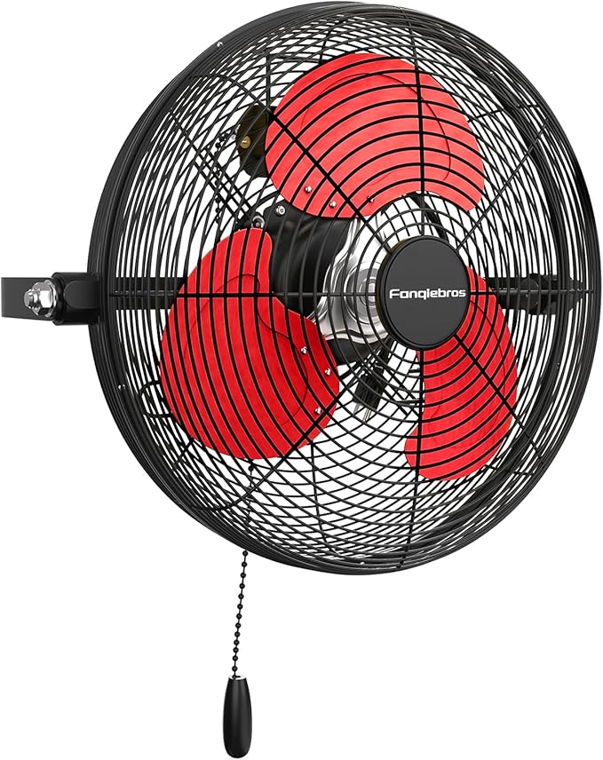 12 IN High Velocity Wall Mount Fan, 3 Speed Industrial Wall Fan with Sealed Motor, 2500 CFM Adjustable Air Circulator for Garage, Commercial, Greenhouse, Warehouse & Gazebo Use, UL Listed