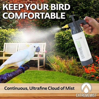 EXTREMEMIST High-Performance Bird Sprayer | Ultrafine Avian Pump Mister | Handheld Pet Bird Bath Mister | Adjustable Nozzle | Bird Cage Cleaner | Perfect for Macaws, Cockatiels, Parrots & More - 20oz