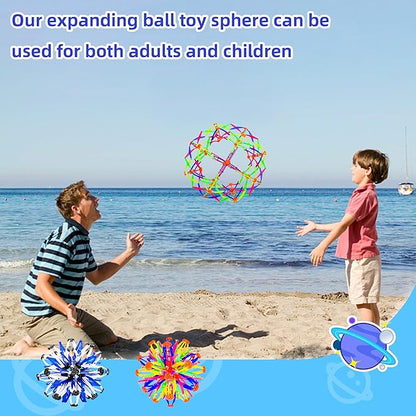 2Pcs Colorful Sphere Expandable Breathing Balls Fidget Toy-Great Anxiety Stress Reliever,Collapsible Expanding Magic Ball Toys for Kids & Adults Mindfulness Meditation Practices , Yoga -ADHD