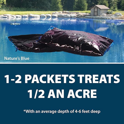 Airmax Pond Dye Packets Nature's Blue Colorant for Large Pond & Lake, Beneficial UV Blocking Color Concentrate, Maintain Clean & Clear Water, Fish Safe, Easy Treatment, 2 Soluble Packets