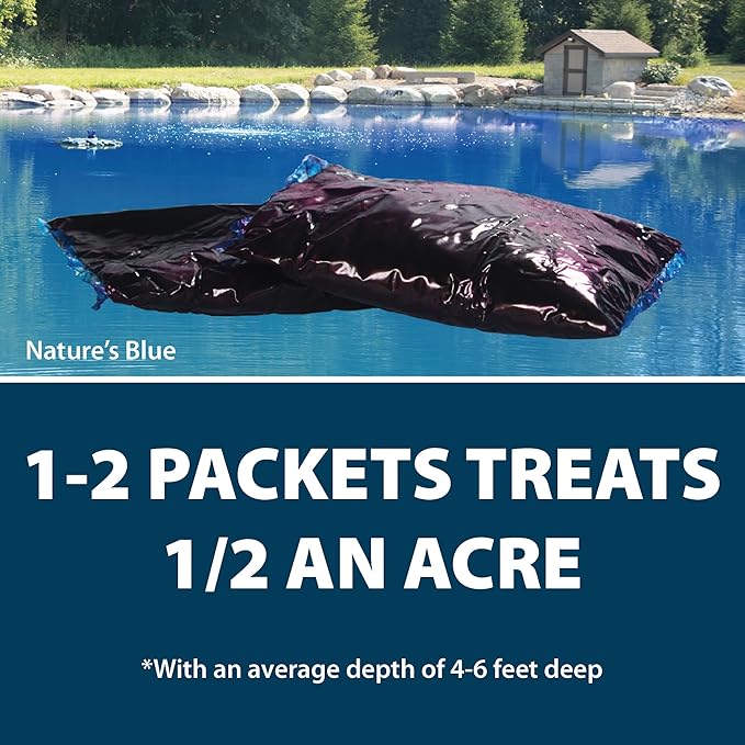 Airmax Pond Dye Packets Natures Blue Colorant for Large Pond & Lake, Beneficial UV Blocking Color Concentrate, Maintain Clean & Clear Water, Fish, Bird & Animal Safe, 4 Soluble Packets