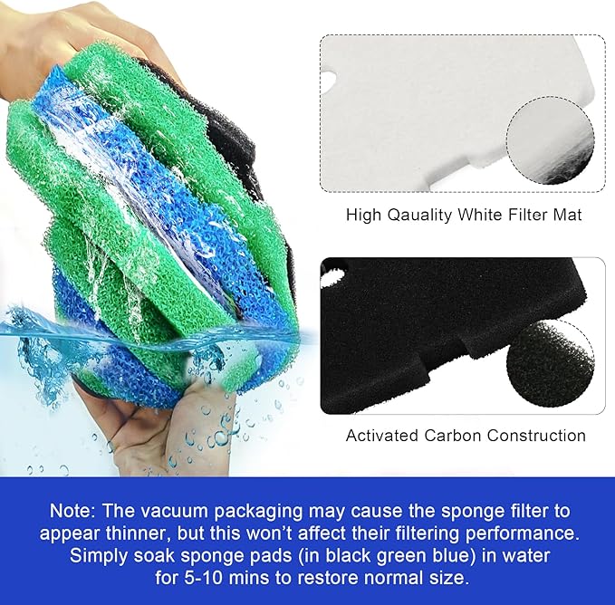 16 PCS Replacement Canister Filter Pad Compatible with Pennplax Cascade 1200/1500 CCF4UL/CCF5UL, Aquarium Sponge Media Parts Canister Filter Floss Pads for Fish Tank