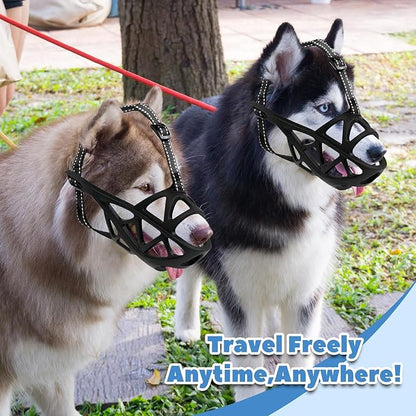 Dog Muzzle for Large Dogs, Medium and X-Large Aggressive Dog, Breathable Basket Muzzles, Suitable for Grooming Trimming Training, Allows Panting Drinking (Black, M)