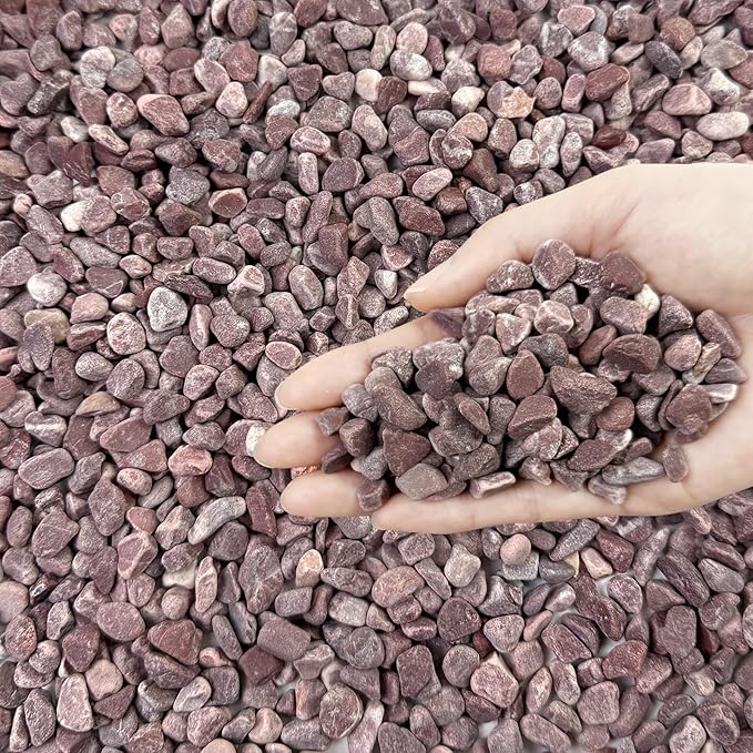 10 lbs Pebbles for Plants, 3/8 Inch Pea Gravel Stones Decorative Red River Rocks for Succulent, Cactus, Landscaping, Vases, Terrarium, Aquarium, Potted Top Dressing and Outdoor Garden