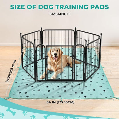 Fostanfly Washable Pee Pads for Dogs, 2 Pack Large 54"x54" Ultra-Absorbent and Leak-Proof Non-Slip Reusable Potty Training Pads for Dogs, Cats, Puppy, Potty of Add 8 Lanyards, Green