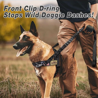 Forestpaw No Pull Dog Harness - Soft Flannel Padded Tactical Dog Vest Harness with Quick Release Buckle, Adjustable Reflective Pet Harness for Medium Dogs Walking Training,Black M