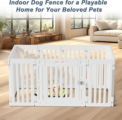 Dog Playpen with Door, DIY Shape Combination Puppy Pen,25.5" H 10-Panel Dog Fence,Non-Slip & Secure Pet Gate, Easy to Assemble