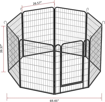 Dog Playpen, Outdoor Dog Fence, 12 Panels, 40" H Dog Pen for Large/Medium/Small Dogs, Heavy Duty Metal Pet Fence with Gate, Portable Dog Fence for RV Camping and Yard (Black)