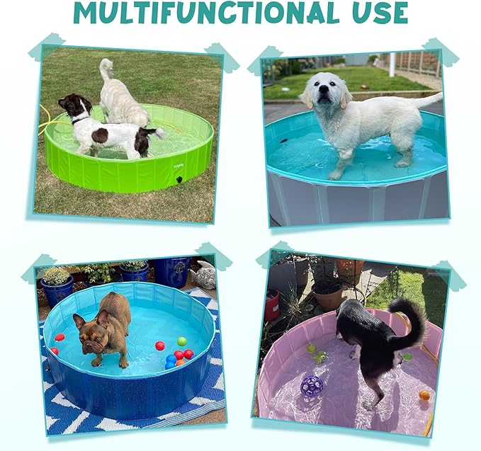 Furrybaby Dog Pool, Kiddie Pool Hard Plastic Foldable Dog Pools for Large Dogs Portable Pet Doggie Wading Swimming (Grey 47'') Indoor and Outdoor