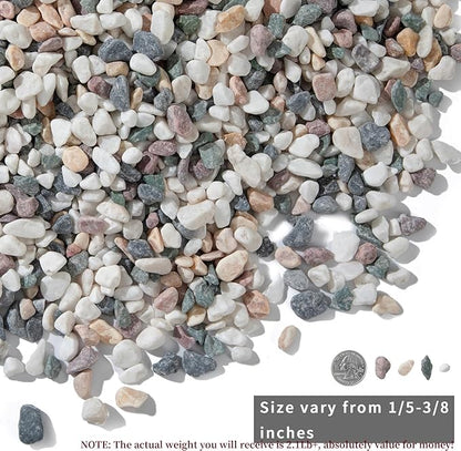 2lb Succulent and Cactus Gravel Pebbles 1/5-3/8 Inch Natural Decorative Polished Stones River Rocks for Plants, Vases, Aquariums, Terrarium and Outdoor Gardening, Mixed Color