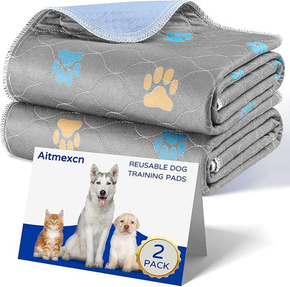 Aitmexcn Washable Puppy Dog Pee Pad, 100% Waterproof Whelping Training Mat for Puppy/Senior Dog, Fast Drying Reusable Puppy Pads for Indoor, Outdoor and Car Travel- 72'' x 72'' Llight Gray 1PC