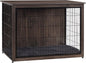 DWANTON Dog Crate Furniture with Cushion, Wooden Kennel Table with Double Doors, Indoor Dog House, Extra Large Size, 43.3" L, Dark Gray