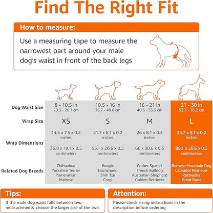 Amazon Basics Male Dog Diapers, 30 Count, Large, Ultra Absorbent Disposable Wrap with Secure Fit, Leakproof and Comfortable