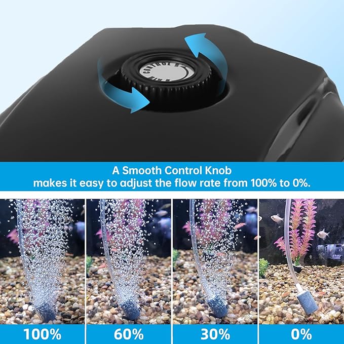 AQUANEAT Aquarium Air Pump 300GPH, for up to 200 Gallon Fish Tank, Powerful Hydroponic Aerator Pump with Tubing, Air Stones, Valves