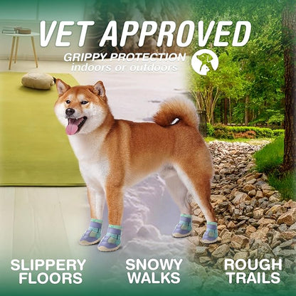 Dog Shoes for Large Dogs, Anti-Slip Dog Boots for Winter Snow, Hot Pavement, Dog Booties & Paw Protectors Blue Size 6