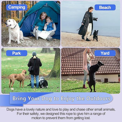 10FT Heavy Duty Dog Tie Out Cable for Large Dogs up to 125lbs, Durable Runner Tether Line (Blue)