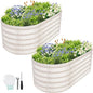 Galvanized Raised Garden Bed Outdoor- 2 Pcs Raised Beds for Gardening| Metal Planter Box, Steel Raised Garden Bed Kit with Gloves for Vegetables, Flower, Herbs (4x2x1.4FT, White)