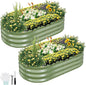 Galvanized Raised Garden Bed Outdoor- 2 Pcs Raised Beds for Gardening| Metal Planter Box, Steel Raised Garden Bed Kit with Gloves for Vegetables, Flower, Herbs (4x2x1FT, Green)