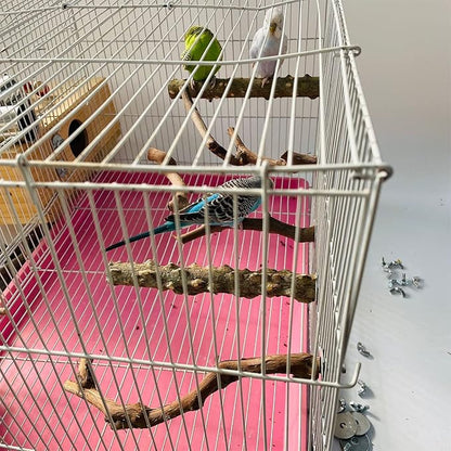 5PCS Bird Perch Stand Natural Wooden Parrot Stand Branch,3 Grape Wood Perch,2 Stand,Paw Grinding Fork Parakeet Chewing Stick Exercise Training Branches for Cockatiels,Small Medium Birds