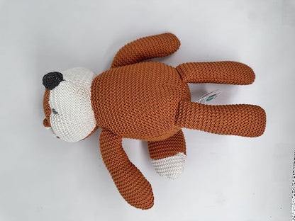 100% Organic Cotton Baby Toys Orange Fox Stuffed Animals for Newborn 7.1"