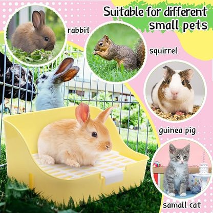 15 Pcs Rabbit Starter Kit Small Rabbit Litter Box Animal Grooming Kit Bunny Toys Bowl Blankets with Cleaning Set for Guinea Pig Accessories(Blue)