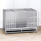 48 Inch Heavy Duty Indestructible Dog Crate Steel Escape Proof, Indoor Double Door High Anxiety Cage, Kennel with Wheels, Removable Tray,Silver,Extra Large XL XXL