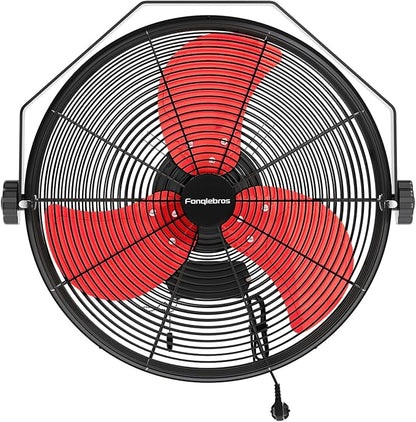 4580 CFM 18 inch High Velocity Wall Mounted Fan, 3-Speed Metal Fan with Sealed Motor, 360 Degree Tliting Heavy Duty Wall Fan for Patio, Barn, Garage, and Gazebo - UL listed