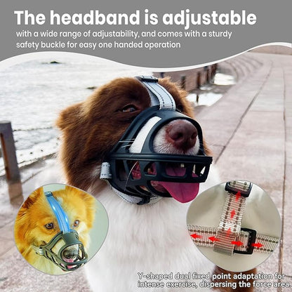 Dog Muzzle, Basket Muzzle for Small Medium Large Dogs, Anti-Biting and Chewing, Lightweight & Sturdy Cage Design, Allows Panting & Drinking, Ideal for Grooming & Training(Black Size M)