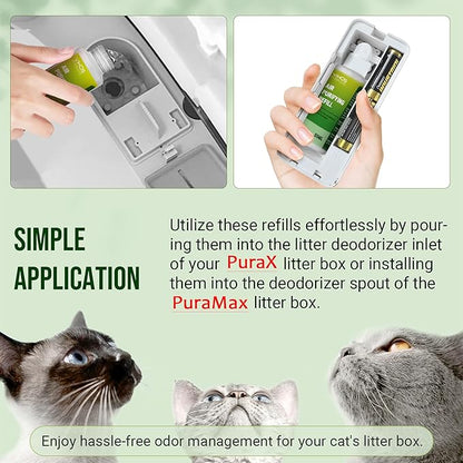(4 Bottles, Fresh Lotus) Cat Litter Deodorizer for PETKIT PuraX PuraMax Self-Cleaning Cat Litter Box Odor Eliminator for Strong Odor Remover Litter Box Deodorizer Replaced Odor Removers Refills