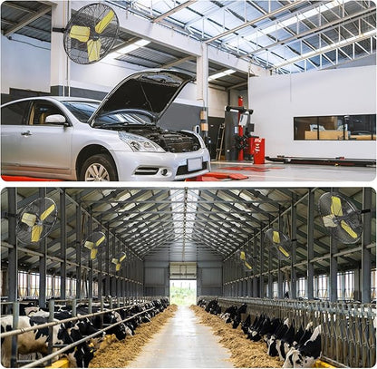 9200 CFM 24" Industrial Wall Mount Fans, High Velocity 2-Speed Professional Metal Fan with Sealed Motor, Heavy Duty Barn Wall Fan for Garage, Commercial, Warehouse, Greenhouse, UL Listed