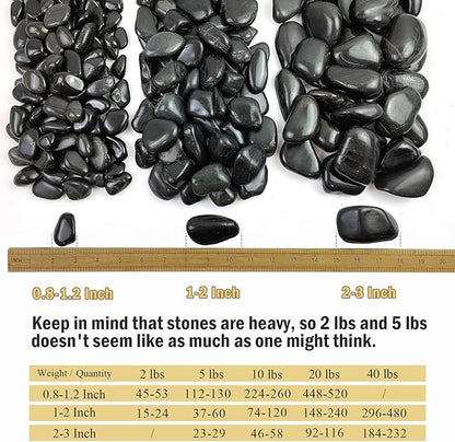 10 lbs Pebbles for Outdoor Landscaping, 1-2 inch Black River Rocks for Plants Indoor, Decorative Black Stones for Planters Vase Aquarium Rocks and Garden Rocks